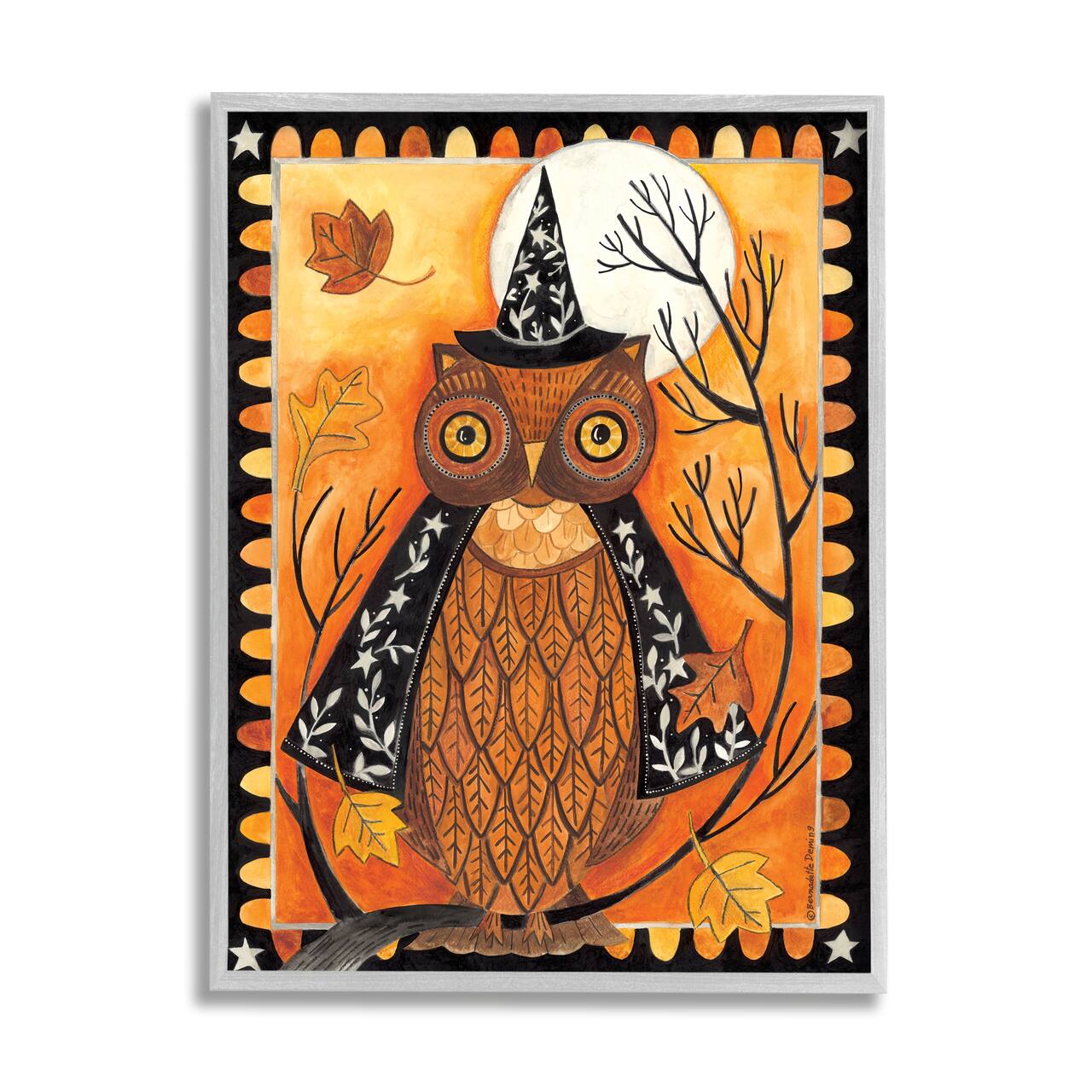 Stupell Industries Seasonal Autumn Owl Moonlit Night Framed Giclee Art
